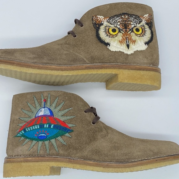 Gucci Suede ankle boots with owl & UFO embroidered - Picture 2 of 13